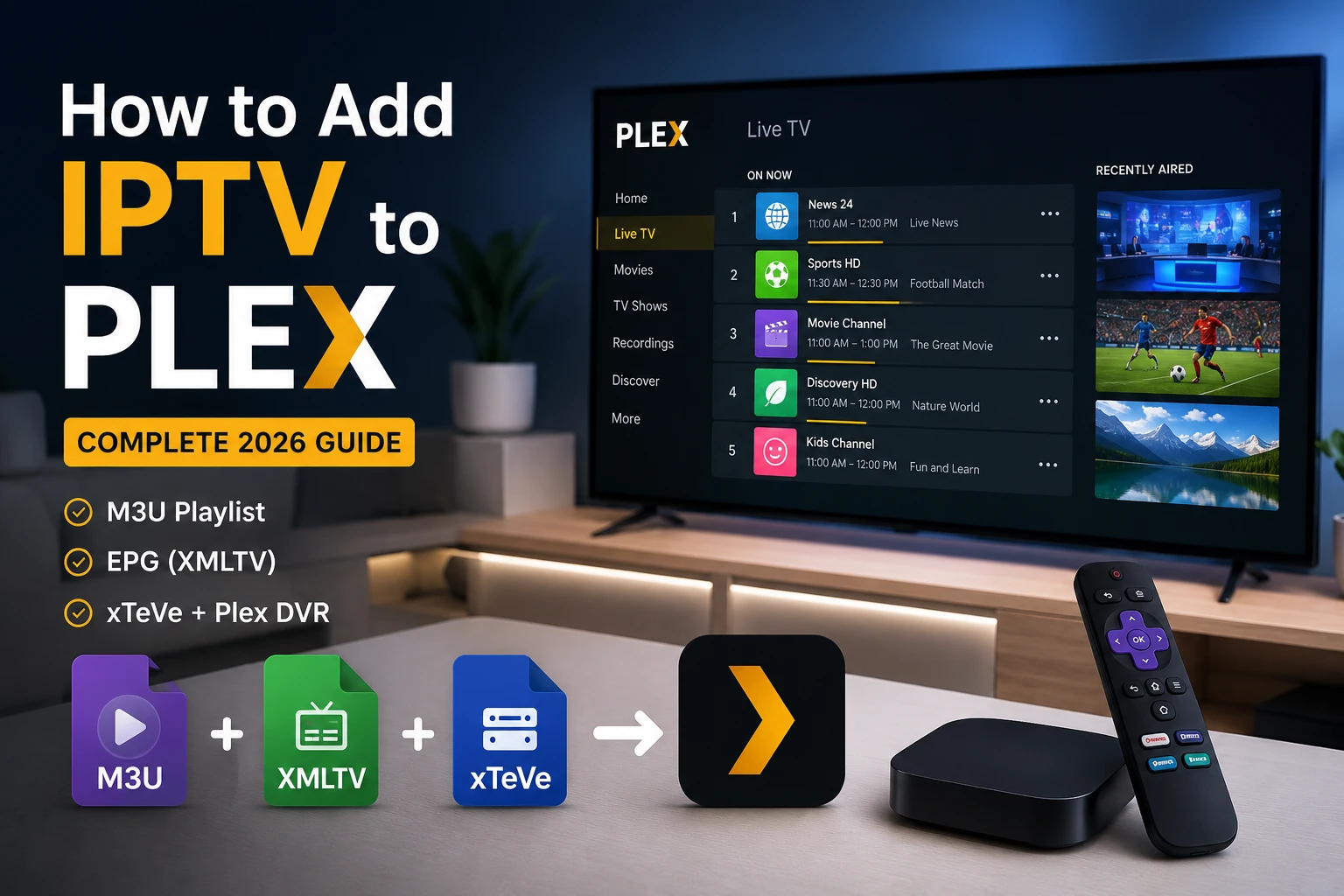 How to add IPTV to Plex using xTeVe, M3U and XMLTV