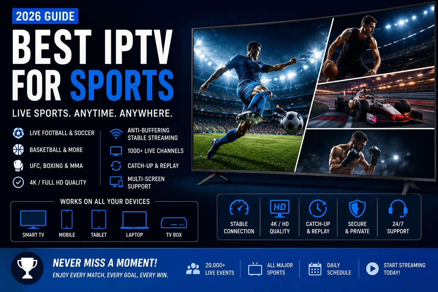 Best IPTV for sports in 2026 with live football and 4K streaming setup