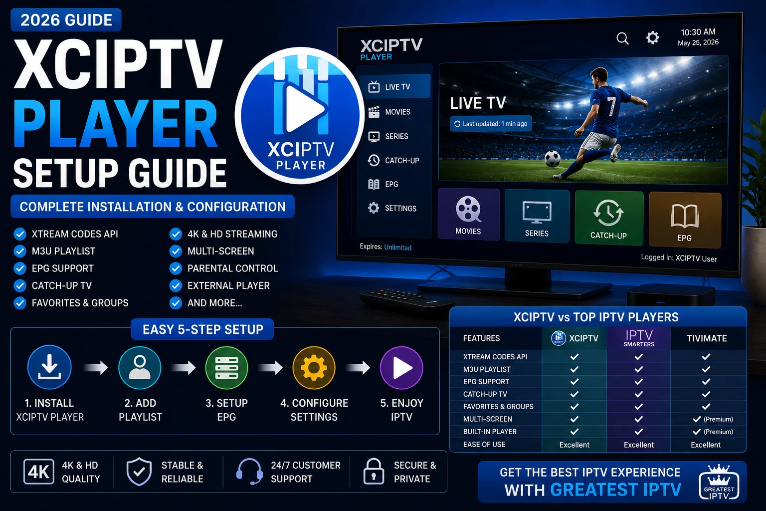 XCIPTV Player setup guide 2026 with installation and configuration workflow